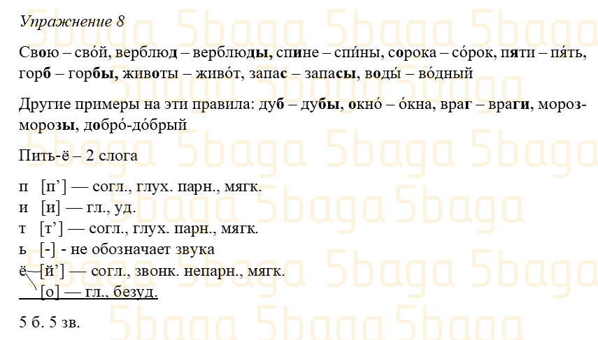 Русский язык (Часть 1) Богатырёва 3 класс 2019 Упражнение 8