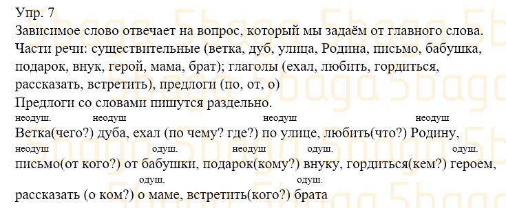 Русский язык Учебник. Часть 3 Богатырёва 3 класс 2019 Упражнение 7